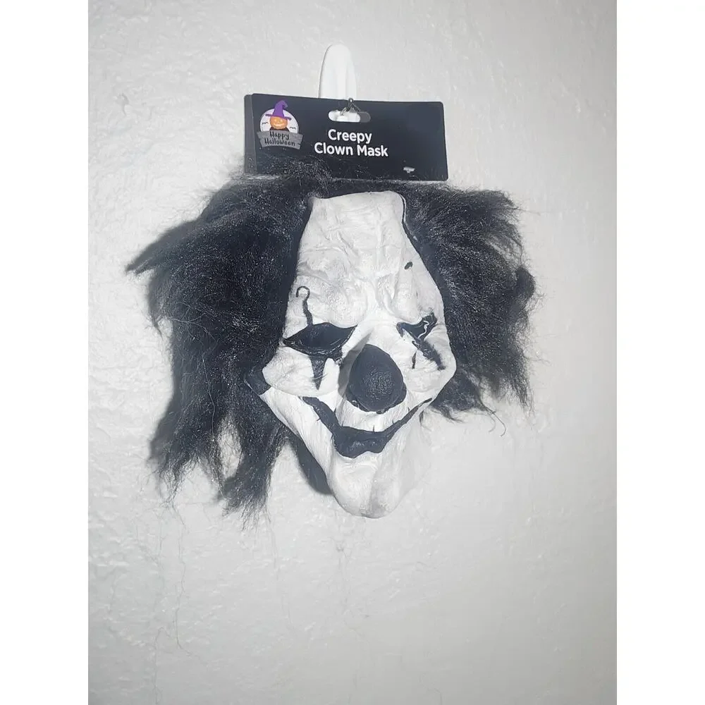 Creepy Evil Scary Halloween Clown Mask Rubber Latex GREEN HORNED CLOWN
